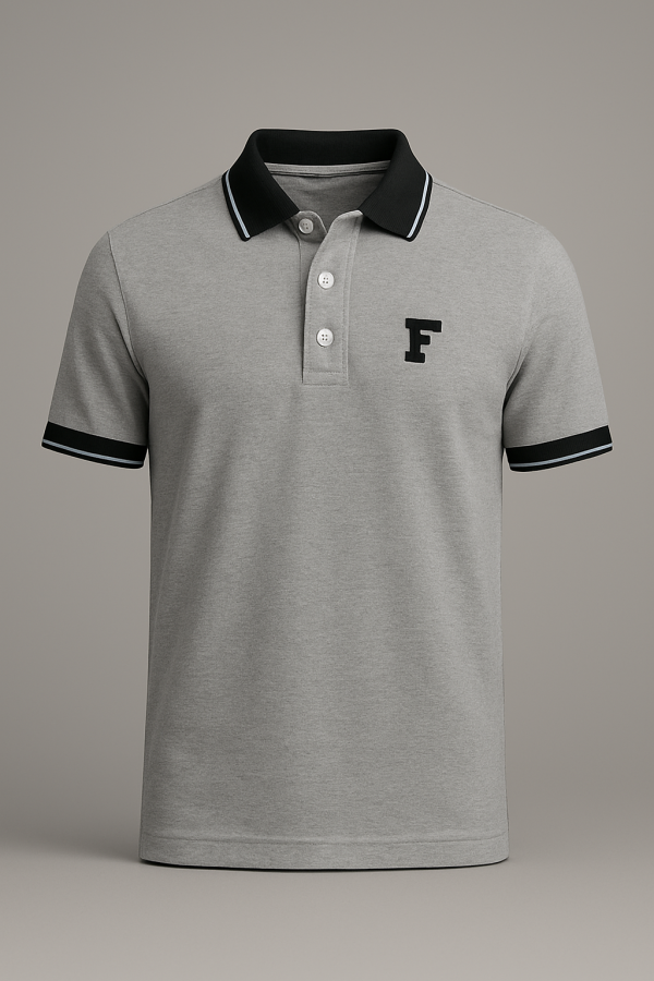 Kaos Polo Pria Abu-Abu Heather